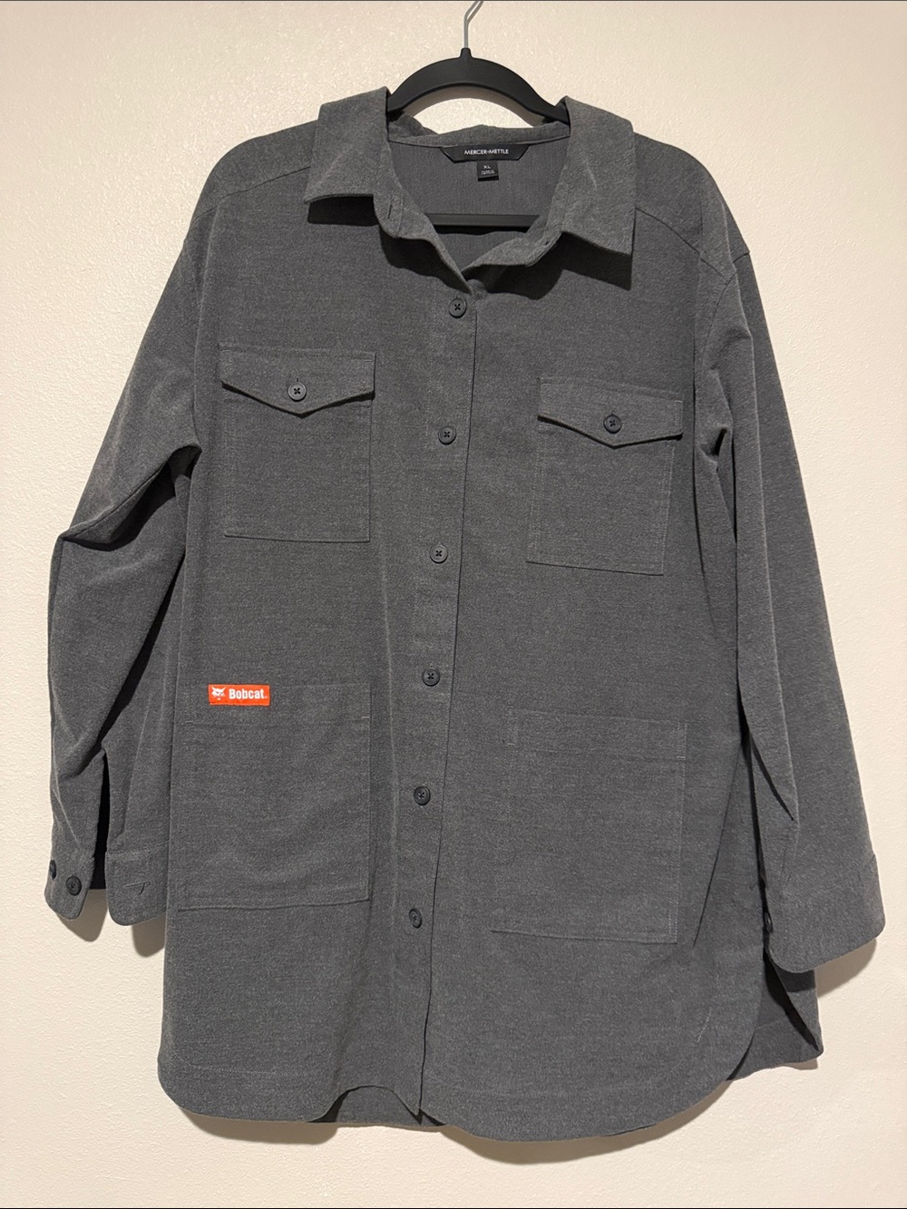 Charcoal Gray Men's Lightweight Shacket - Button Front